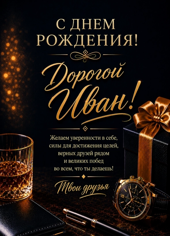 Пример открытки для мужчины, сгенерированный нейросетью
