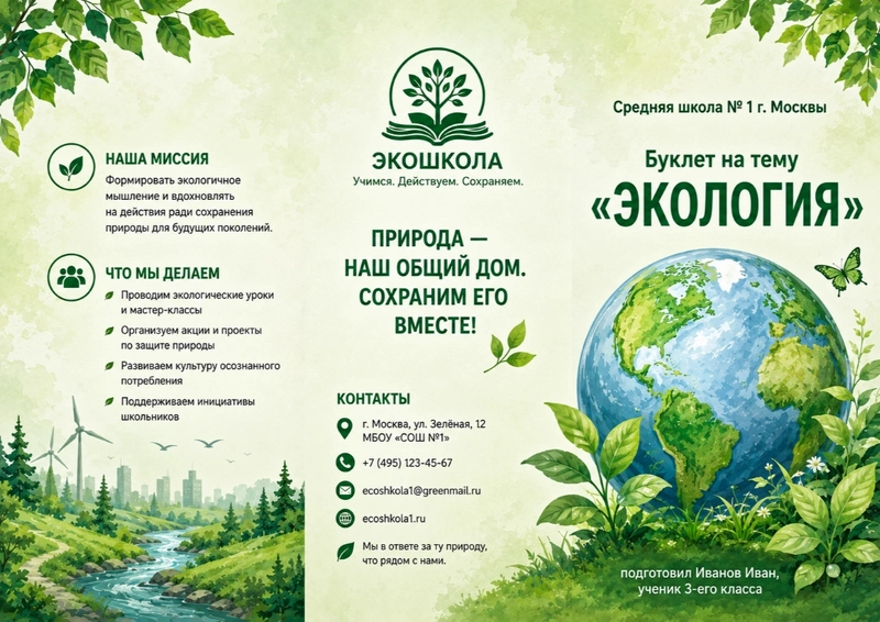 Пример школьного буклета на тему 
