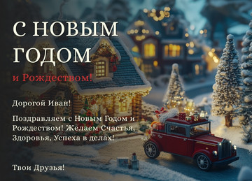 Образец открытки с Новым годом и Рождеством