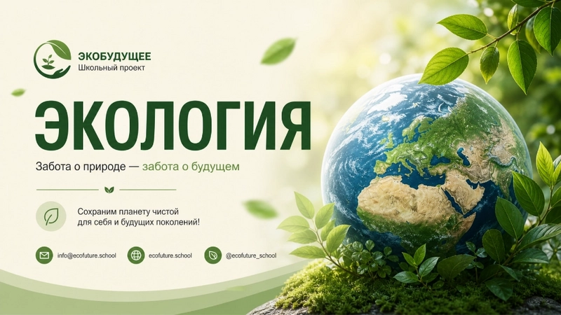 Пример школьной презентации по экологии, сгенерированный нейросетью