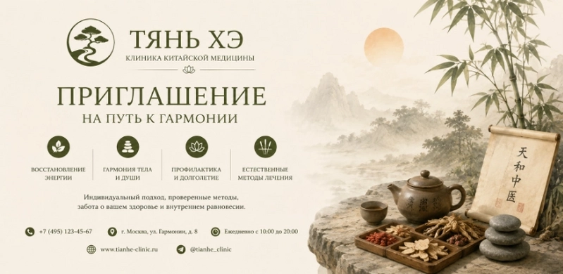 Пример рекламного флаера клиники китайской медицины, сгенерированный нейросетью